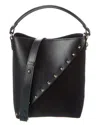 Valentino Garavani Garavani Garavani Rockstud Wispy Bucket Bag In Calfskin And Suede Woman Black Uni In Black