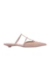 Valentino Smooth Leather Rockstud Wispy Mules In Nude