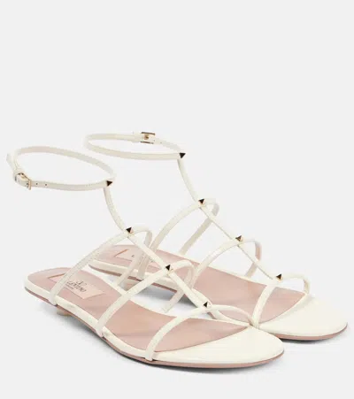 Valentino Garavani Rockstud Wispy T-strap Sandal In White