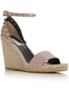 Valentino Rockstud Womens Leather Wedges Espadrilles In Beige
