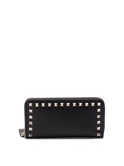 Valentino Garavani Zip Around Wallet In Black