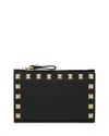 Valentino Rockstud Zip Card Case In Black