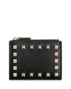 Valentino Rockstud Zip Card Case In Black