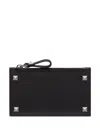 Valentino Rockstud Zip Cardholder In Black