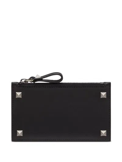 Valentino Garavani Rockstud Zip Cardholder In Black