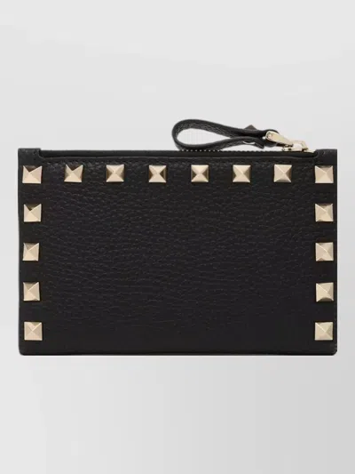 Valentino Garavani Rockstud Zip Leather Cardholder Keyring