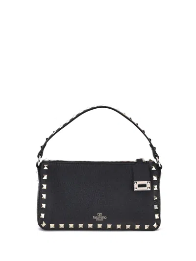 Valentino Garavani Rockstud Zip-up Shoulder Bag In Black