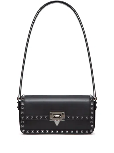 Valentino Garavani Valentino Rockstud23 East-west Leather Hobo Bag In Black