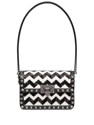Valentino Garavani Rockstud23 Leather Shoulder Bag In Black