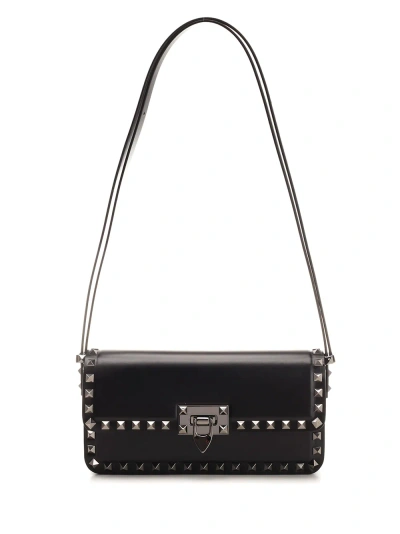 Valentino Garavani Valentino Rockstud23 East-west Leather Hobo Bag In Black