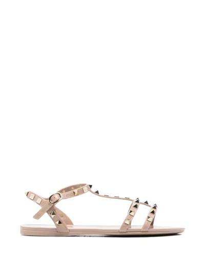 Pre-owned Valentino Garavani Rockstud-embellished Sandals In Neutral