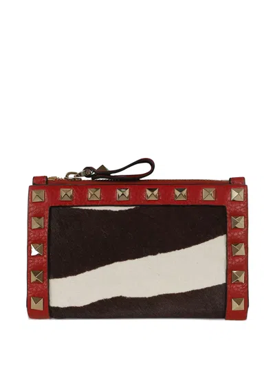 Valentino Garavani Rockstud-embellished Zebra-print Wallet In Pattern