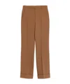 Valentino Pleated Cuffed Nylon Trousers With Side And Back Pockets In Brown