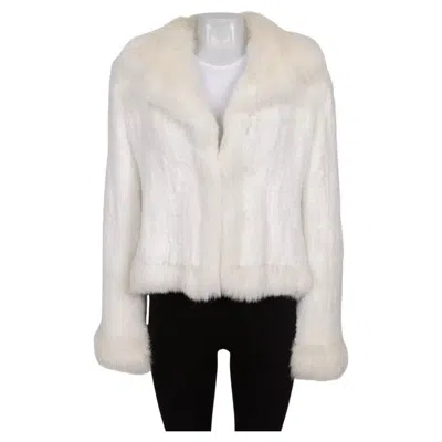 Pre-owned Valentino Roma Luxurious White Rabbit & Fox Fur Coat - Size Xl
