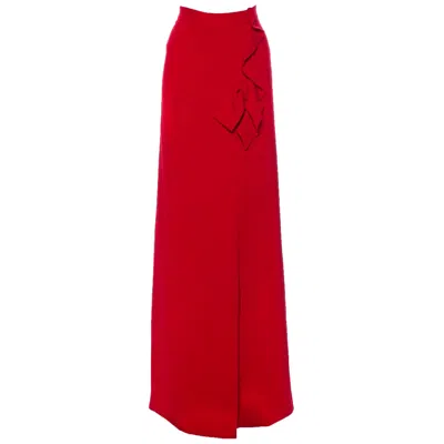 Pre-owned Valentino Roma New  Red Maxi Skirt Italian Size 48 - Us 12
