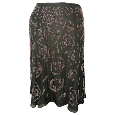 Pre-owned Valentino Roma Vintage Valentino Beaded Embellished Skirt New/with Tags In Black