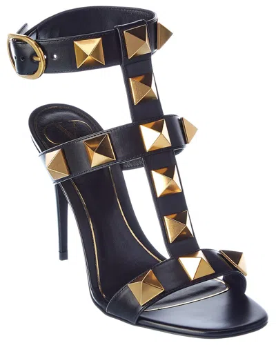 Valentino Garavani Valentino Roman Stud 100 Leather Ankle Strap Sandal In Black