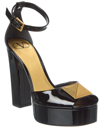 Valentino Garavani Valentino Roman Stud 120 Patent Platform Sandal In Black