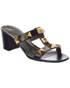 Valentino Roman Stud Caged Slide Sandals In Black