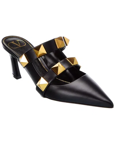 Valentino Garavani Valentino Roman Stud 65 Leather Mule In Black