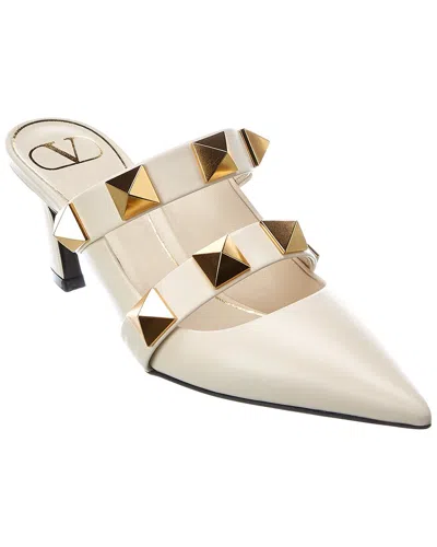 Valentino Garavani Valentino Roman Stud 65 Leather Mule In White