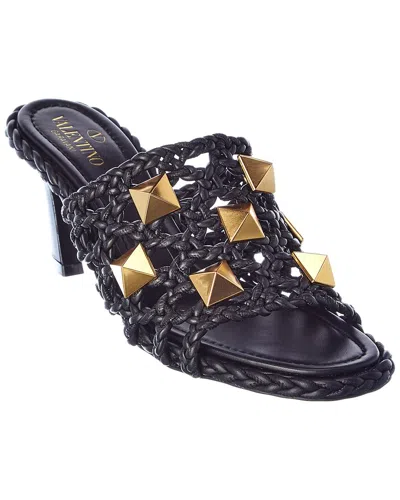 Valentino Garavani Valentino Roman Stud 65 Leather Sandal In Black