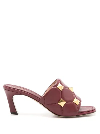 Valentino Garavani Roman Stud 65mm Leather Mules In Red