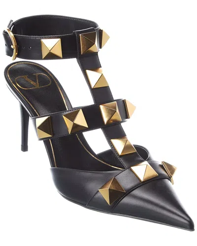VALENTINO GARAVANI VALENTINO ROMAN STUD 80 LEATHER ANKLE STRAP PUMP