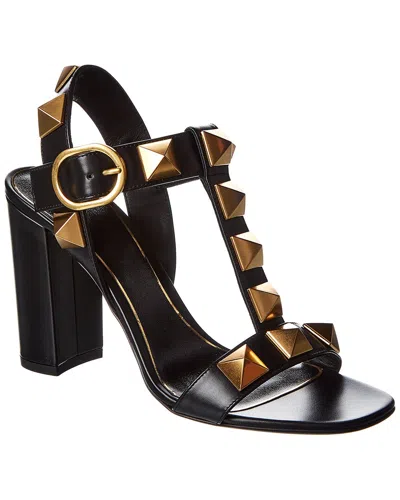 Valentino Garavani Valentino Roman Stud 90 Leather Sandal In Black
