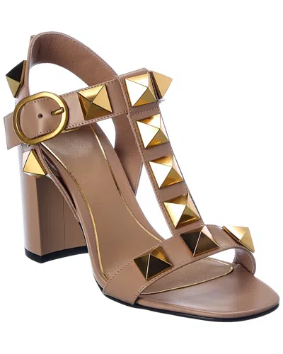 Valentino Garavani Valentino Roman Stud 90 Leather Sandal In Brown