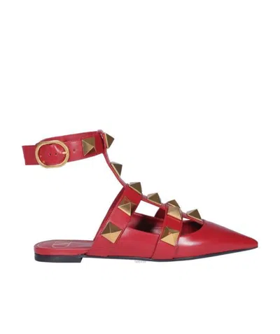 Valentino Garavani Roman Stud Ballet Flats In Red
