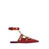 Valentino Red Roman Stud Ballet Flats In Red