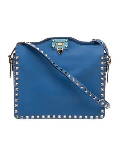 Pre-owned Valentino Garavani Roman Stud Crossbody Bag In Blue