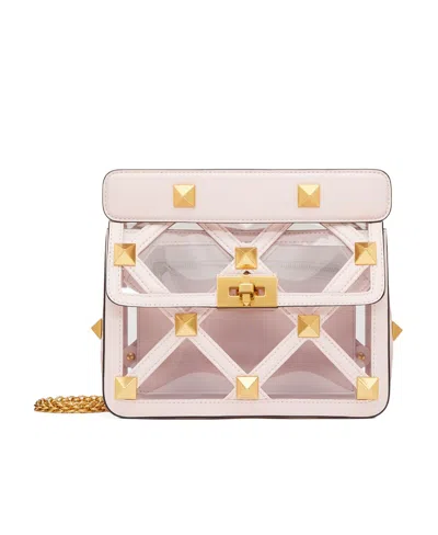Valentino Garavani Roman Stud Crossbody Bag In Nude