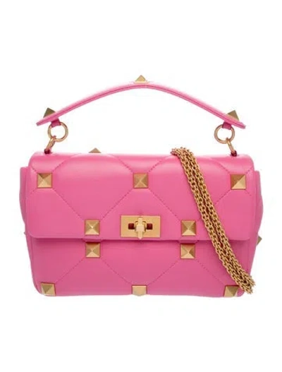 Pre-owned Valentino Garavani Roman Stud Crossbody Bag In Pink