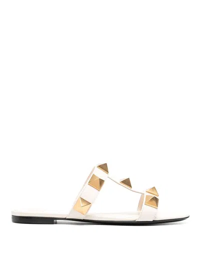 VALENTINO GARAVANI ROMAN STUD FLAT LEATHER SANDALS