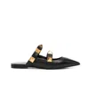Valentino Roman Stud Leather Point-toe Flats In Black
