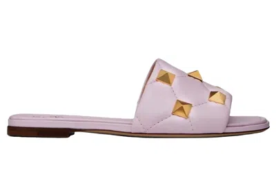 Pre-owned Valentino Garavani Roman Stud Flat Sandals (women's) Sneakers In Pink