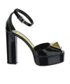 Valentino Black One Stud Platform Heels In Black
