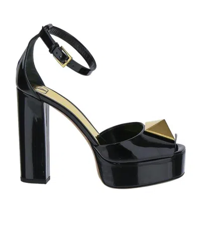 Valentino Garavani Roman Stud Heeled Sandals In Black