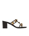 Valentino Brown Roman Stud Sandals In Black