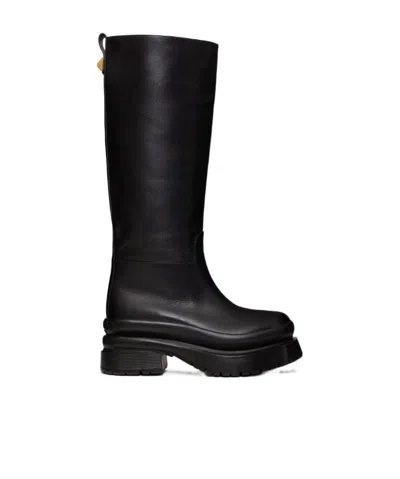 Valentino Garavani Roman Stud Knee-high Boots In Black