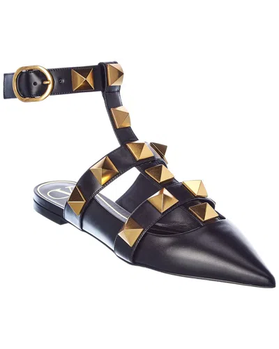 VALENTINO GARAVANI VALENTINO ROMAN STUD LEATHER ANKLE STRAP FLAT