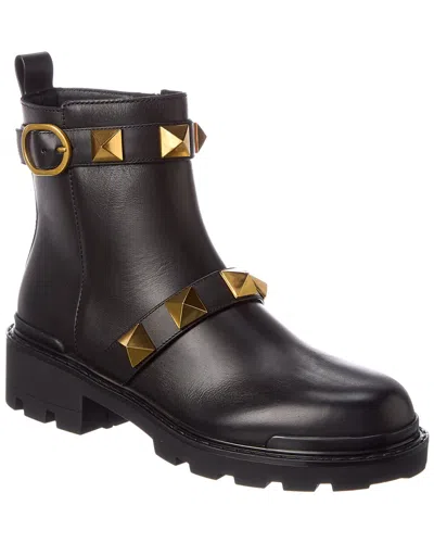 Valentino Garavani Valentino Roman Stud Leather Boot In Black