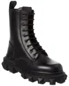 Valentino Roman Stud Leather Combat Boot In Black