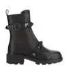 Valentino Roman Stud Leather Combat Boots In Black