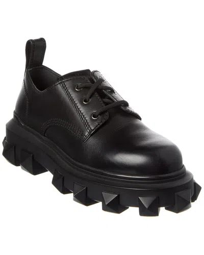 Valentino Garavani Valentino Roman Stud Leather Derby In Black