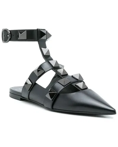 Valentino Garavani Roman Stud Ballerina Shoes Woman Sandals Black Size 5.5 Calfskin