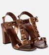 Valentino Roman Stud Leather Sandals In Brown