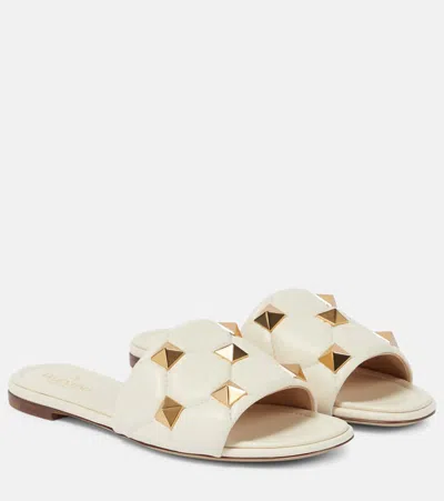 Valentino Garavani Rockstud Leather Slides In White